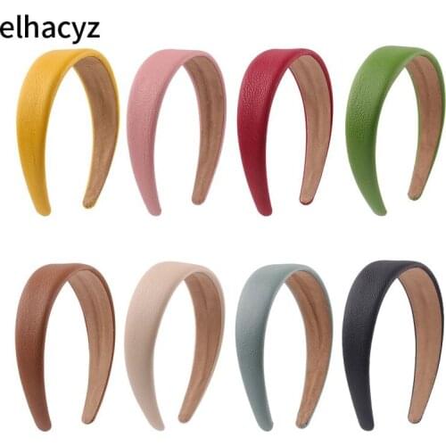 10pcs/lot New PU Leather Headband Chic Hairband Fashion Headwear Elegant Women Girls Hair Accessories Faux Leather Hair Hoop