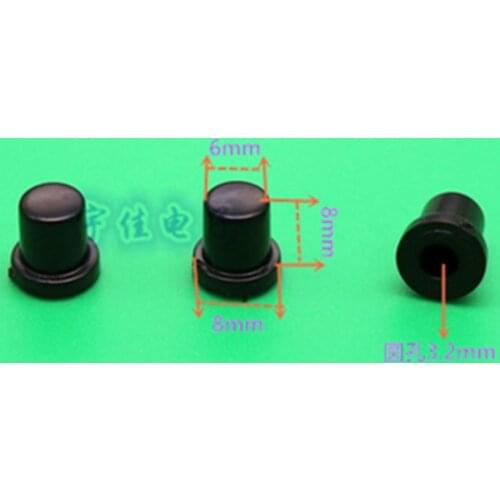 10 Piece 8 * 8mm plastic black switch button cap self-locking switch cap 6 * 6 touch button cap round hole 3.2mm