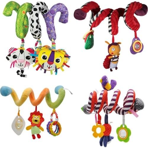 Bed Stroller Crib Hanging Rattles Stroller Baby Mobile Cartoon Toys Newborn Educational Plush Infant Spiral Toy for Baby Gifts