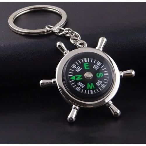 Portable Outdoor Travel Alloy Silver Camping Hiking Compasses Mini Key Chain Hiking Navigator Survival Pocket Compass Tool