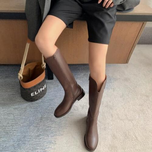 Size 34-41 Women Knee Boots Real Leather Platform Winter Shoes For Woman Warm Fur Long Boots Office Lady Footwear
