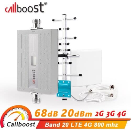 Callboost 4g cellular amplifier lte signal booster 800 mhz band 20 repeater 4g mobile signal amplifier 4g full band antenna kit