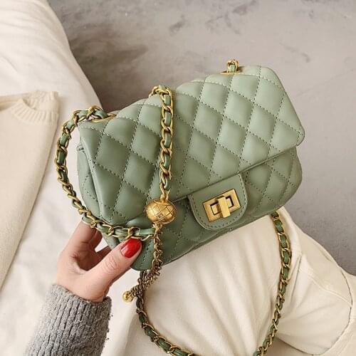 Female Lattice Chain Leather Crossbody Bag For Women 2020 Luxury Handbags Designer Sac A Main Ladies Hand Shoulder Messenger Bag
