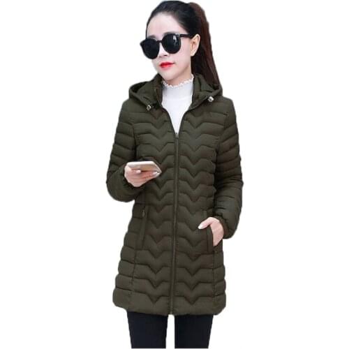 Winter Down Cotton Jacket Women 2021 New Red pink Black 8 color slim Parkas Korean Plus Size Fashion Hooded Cotton Coat N1026