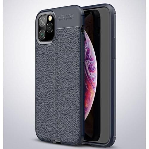 100pcs Hybrid Armor Litchi Pattern Soft TPU Silicone Cover For iPhone 12 Mini 11 Pro Max XS XR X 8 7 6 Plus SE Shockproof Case