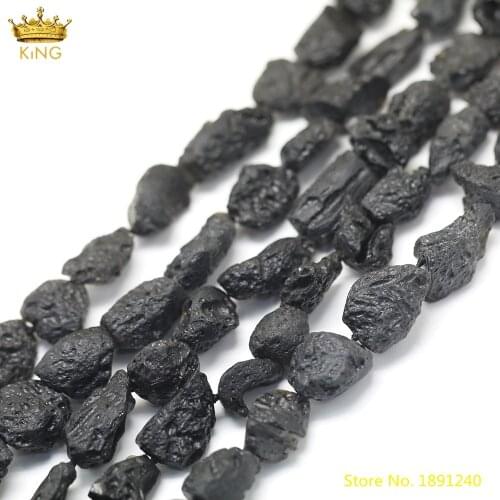 15.5Inch/Strand Natural Black Meteorite Stone Nugget Loose Beads,Drilled Irregular Chip Healing Beads Mineral Jewelry DIY