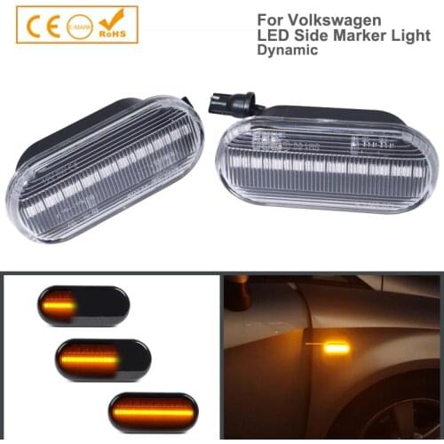 2x Dynamic Led Side Marker Light Turn Signal Lamp For VW Passat Polo Sharan Golf Caddy Bora Beetle Transporter Amarok Fox Lupo