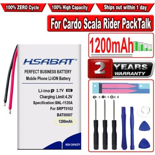 HSABAT 1200mAh Battery for CARDO Packtalk Duo Scala Rider Packtalk SRPT0102 BAT00007 Headset