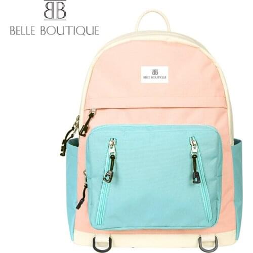 BelleBoutique Preppy Style Backpack For Girl Waterproof Large Capacity Bookbag School Bags For Girls Student Teenager Pink