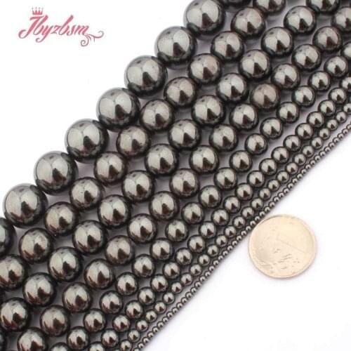 3,4,6,8,10mm Smooth Round Hematite (No Magnetic) Beads Ball Natural Stone Beads For DIY Necklace Jewelry Making 15"Free Shipping