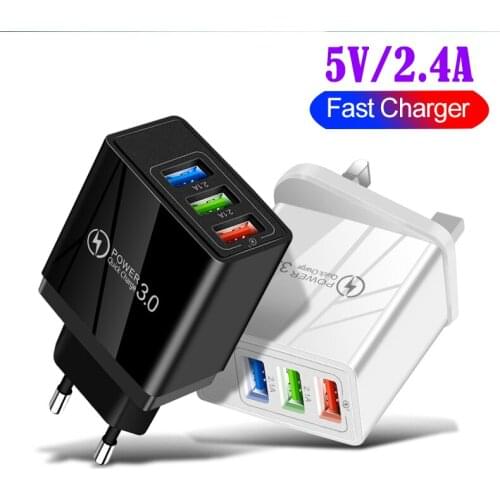 Quick Charge3-port USB Charger Fast Charger Multi Plug Wall Mobile Phone Charger for iPhone Samsung Xiaomi Huawei Travel charger