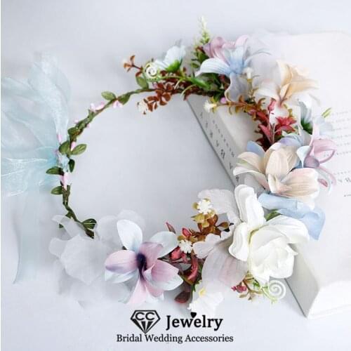 CC Floral Women Hair Accessories Wedding Flower Hairbands Engagement Jewelry 100% Handmade Bridesmaids Headdress Garland 58430