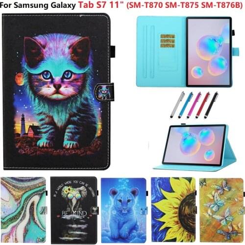 Magnetic Wallet Fold Stand Tablet For Samsung Tab S7 Case 11 inch 2020 SM-T870 SM-T875 T876B Coque For Samsung Tab S7 11 Cover