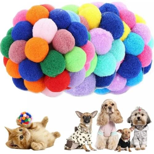 Pet Cat Colorful Handmade Bell Bouncing Ball Built-In Catnip Interactive Toy Pet Supplies