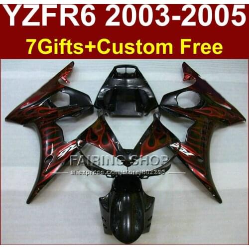 R6 body repair parts for YAMAHA r6 Motorcycle glossy red flame fairings sets 03 04 05 YZF R6 2003 2004 2005 fairing kit QI8H