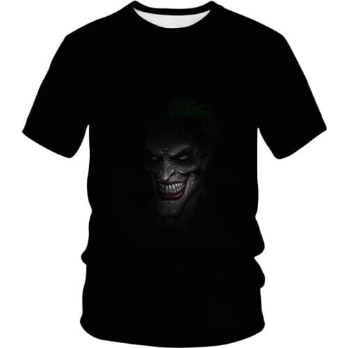 2021 Summer New Mens T-shirt 3D Printing Clown Face Fashion O-neck Short Sleeve Funny Casual Top Breathable Oversized Clothing