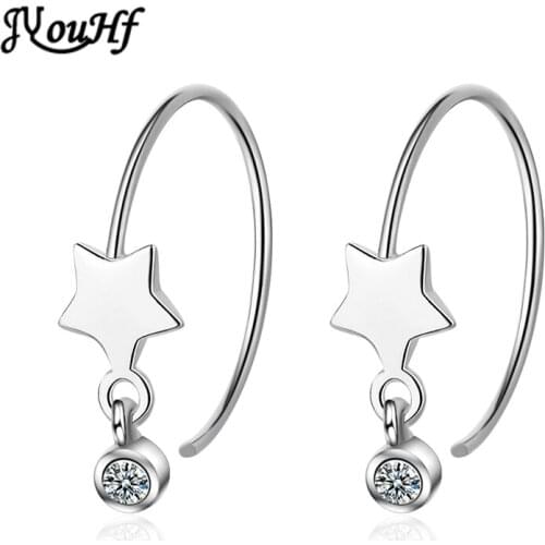 JYouHF 2020 New Fashion Star Earrings for Women Jewelry Korean Style Round AAA Zircon Pendant Hoop Earrings Pendientes Mujer