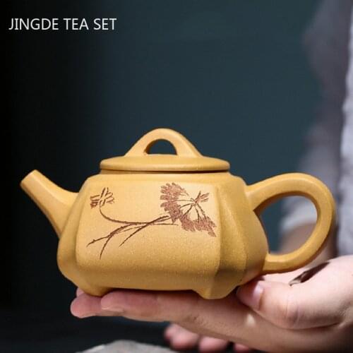 Chinese Authentic Yixing tea pots Purple Clay Teapot beauty kettle Raw ore Gold Section Mud Puer Handmade Boutique Teaware 260ml