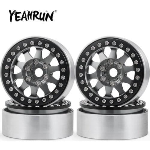 YEAHRUN 1.9 inch Alloy Metal Beadlock Wheel Rim For SCX10 90046 1/10 Scale Truck Rock Crawler