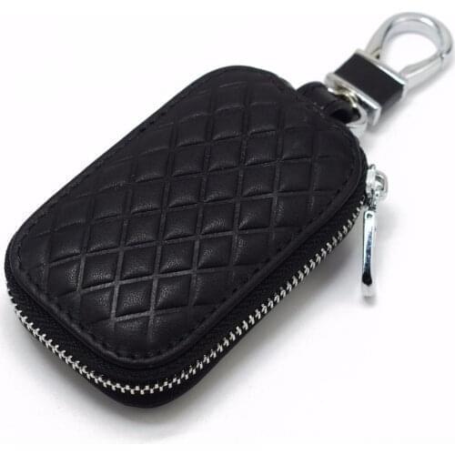 Leather Car Key Case Key Chain Coin Holder Protector Bag With Zipper Zipper Key Case Bag Unisex Pouch Purse For Men Women