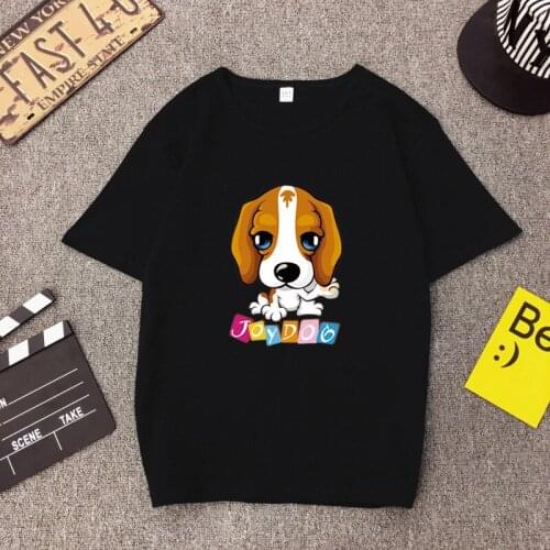 Cute cartoon Dogs Print T shirt Women Summer Short Sleeve O Neck Cotton Spandex Women Tops Tees Casual Female T-shirt