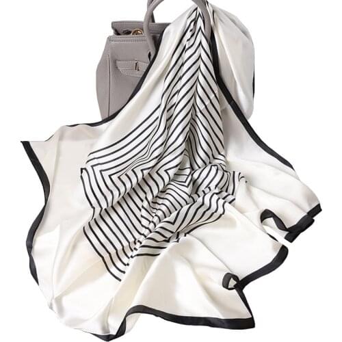 Fashion Scarves for Women Shawl Print Silk Satin Hijab Scarf Female Bandana 90*90cm Luxury Brand Square Shawls Scarfs For Ladies