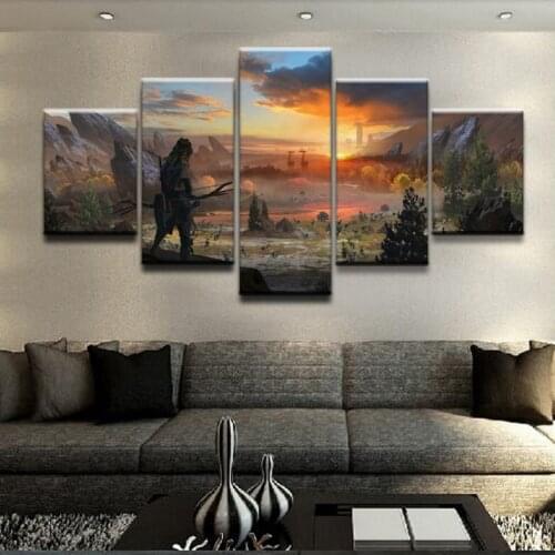 5 Pieces Horizon Zero Dawn Canvas Hd Prints Wall Artwork Painting Game Modular Poster Picture Living Room Home Decoration