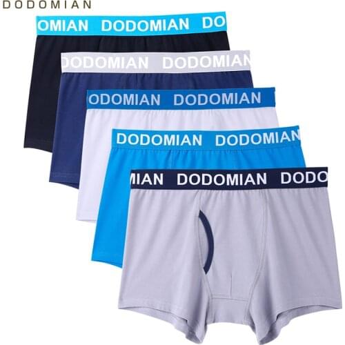 Men Long Boxer 5 pcs/lot Combed Cotton Mens Underwear Boxers Breathable Mens Underpants Boxershorts EU/US Size S-XL