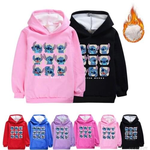 Disney Stitch Autumn/winter fashion warm warm hoodie coat Boys and girls pullovers childrens padded cotton top