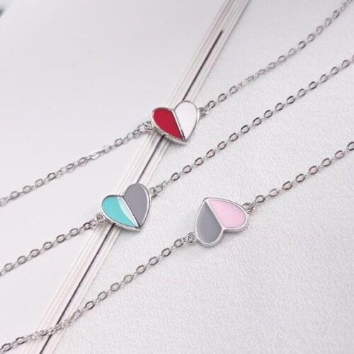Romantic Double Color Enamel Heart Bracelets For Women Statement Charm Bracelet Femme Gifts Fashion Jewelry