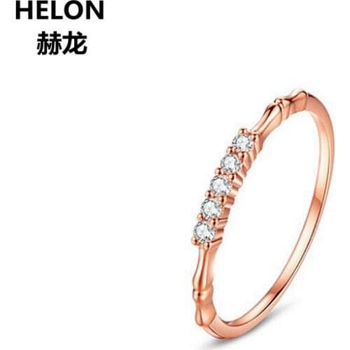 Solid 14k Rose Gold Natural Diamonds Wedding Band Women Engagement Ring