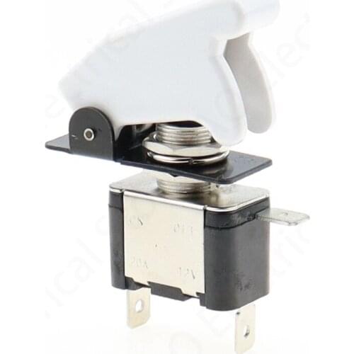 Auto Car Boat Truck Illuminated Led Toggle Switch With Safety Aircraft Flip Up Cover Guard White 12V20A