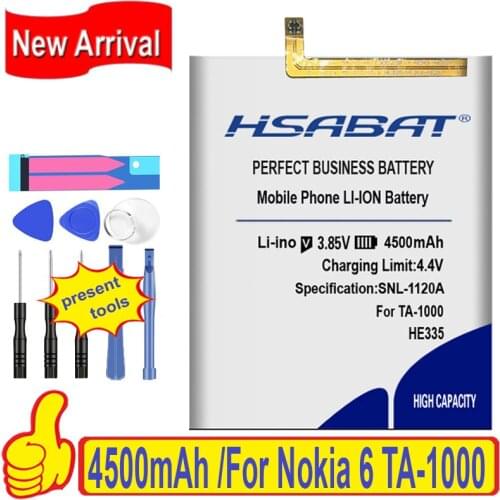 Top Brand 100% New 4500mah HE335 Battery for Nokia 6 nokia6 N6 TA-1000 TA-1003 TA-1021 TA-1025 TA-1033 TA-1039
