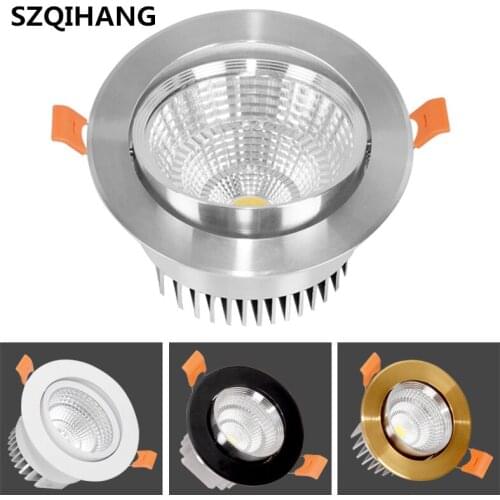 High Quality Dimmable 7W/10W/15W/20W Recessed COB LED Down Light LED Spot Light White/Gold/Silver/Black Indoor Decoration