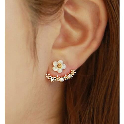 OneckOha Fashion Jewelry Flower Stud Earring Four Colors Womens Allergy Free Stud