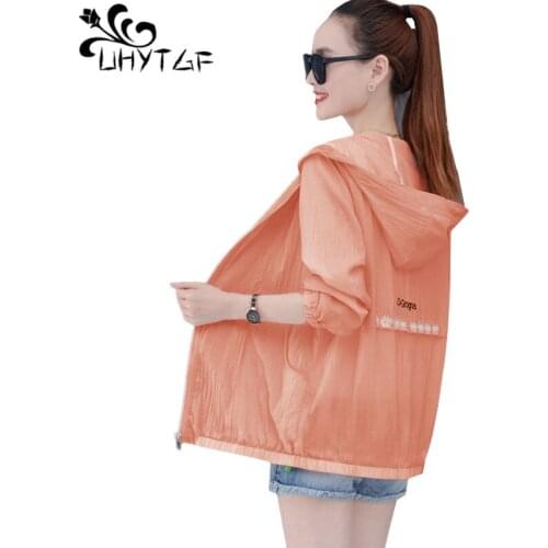 UHYTGF 2020 summer tops women fashion ice silk breathable thin 4XL plus size sunscreen clothing elegant female short jacket 1124