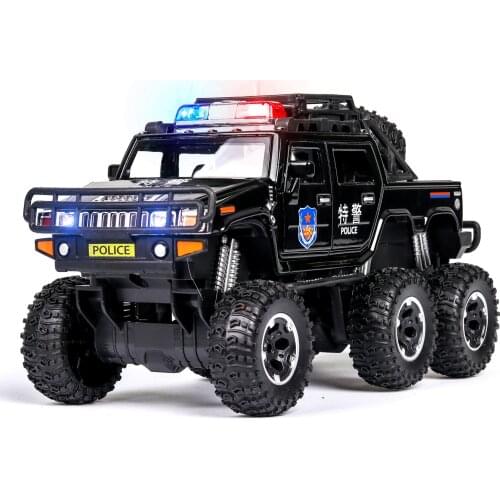 1:32 High Simulation Hummer Pickup Six Wheel Offroad Big Wheel Alloy Toy Car Model Police Car Model for children gifts