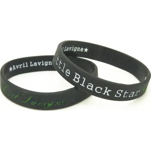 1pc New Cool Girl Avril Lavigne Silicone Bracelets Rock&Roll Music Little Black Star Fashion Silicone Wristband Jewelry SH275