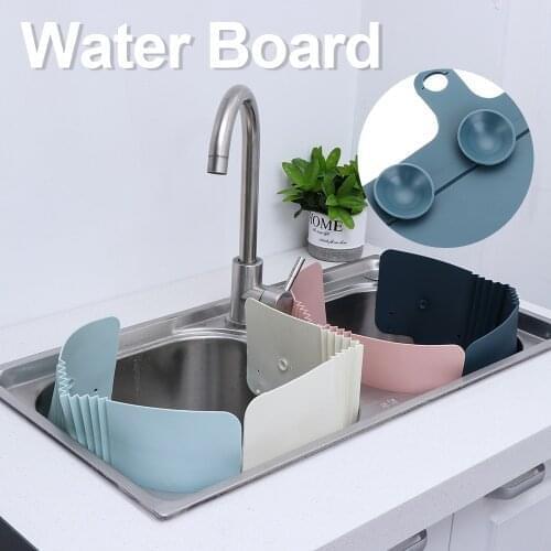 1PC TPR Plastic FoldableSink Splash Guard Sucker Water Baffle Prevent Washing Splatter Organizer Shelf Kitchen Gadgets Supply
