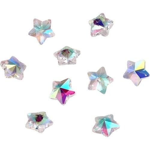 100pcs 13x7mm Clear Crystal Star Pendant Charms Loose Spacer Bead for Earring DIY Jewelry Making Handmade AB Color Plated