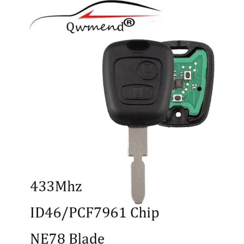2Buttons NE78 Blade Remote key For Peugeot 406 407 408 607 Transponder Chip ID46/PCF7961 Original Remote keys