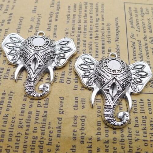 6 PCS/Lot 33mm*34mm Pendant Antique Silver Color Elephant Charms For DIY Jewelry Making DIY Jewelry Findings