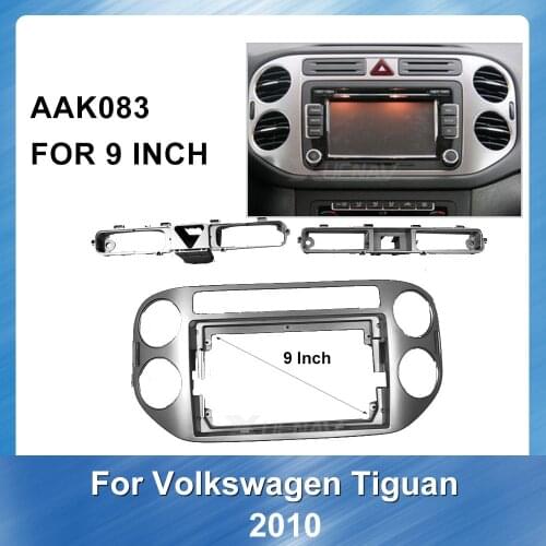 9inch car panel dual Din CD Installation Frame Kit car radio dashboard For Volkswagen Tiguan 2010 Gps stereo panel for mounting