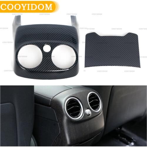 Car Carbon For Mercedes Benz W205 C Class C-Class 2015-2018 Car Accessories ABS Chrome Rear Air Conditioning Vent Cover Trim