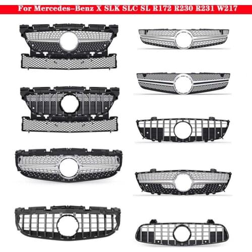 Car styling Middle grille for Mercedes-Benz X SLK SLC SL R172 R230 R231 W217 ABS plastic Diamond GT front Bumper Hood grille