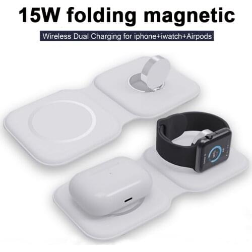 Fast Safe Magnetic Macsafe Duo Charger For iPhone 12 Pro Max Mini Apple Watch Airpods Macsafing Qi Wireless Charger Station Dock