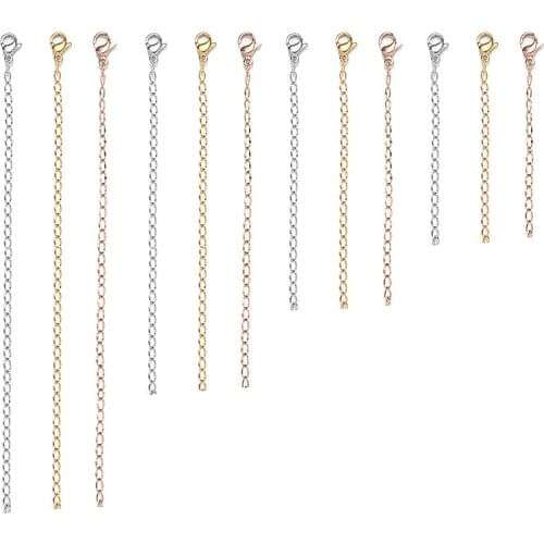 10pcs Stainless Steel Necklace Extension Chain Extended Tail Chain With Lobster Clasps For DIY Jewelry Making Findings Bracelet