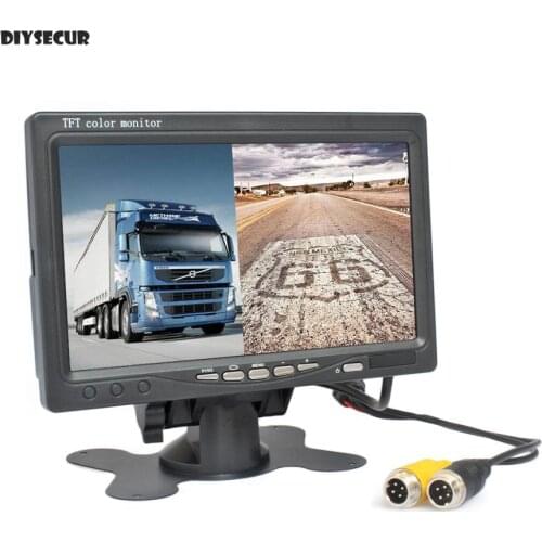 DIYSECUR 7" TFT LCD Color Rear View Monitor Car Monitor with 2 x 4PIN Video Input Diaplay Two Cameras Image