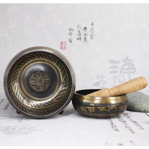 Home Decor Tibetan Copper Buddhism Singing Bowl Religious Earthenware Basin Tibetan Meditation Buddha Decorative Bowl Crafts