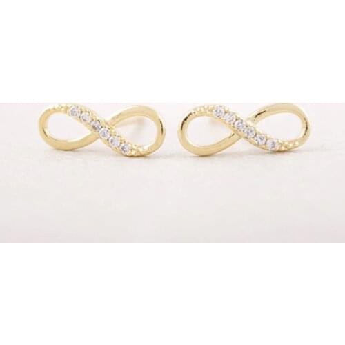 Everfast 1Pair 3Color Fashion Zircon Infinity Stud Earrings Eight Eternal Love Symbol For Women Lady